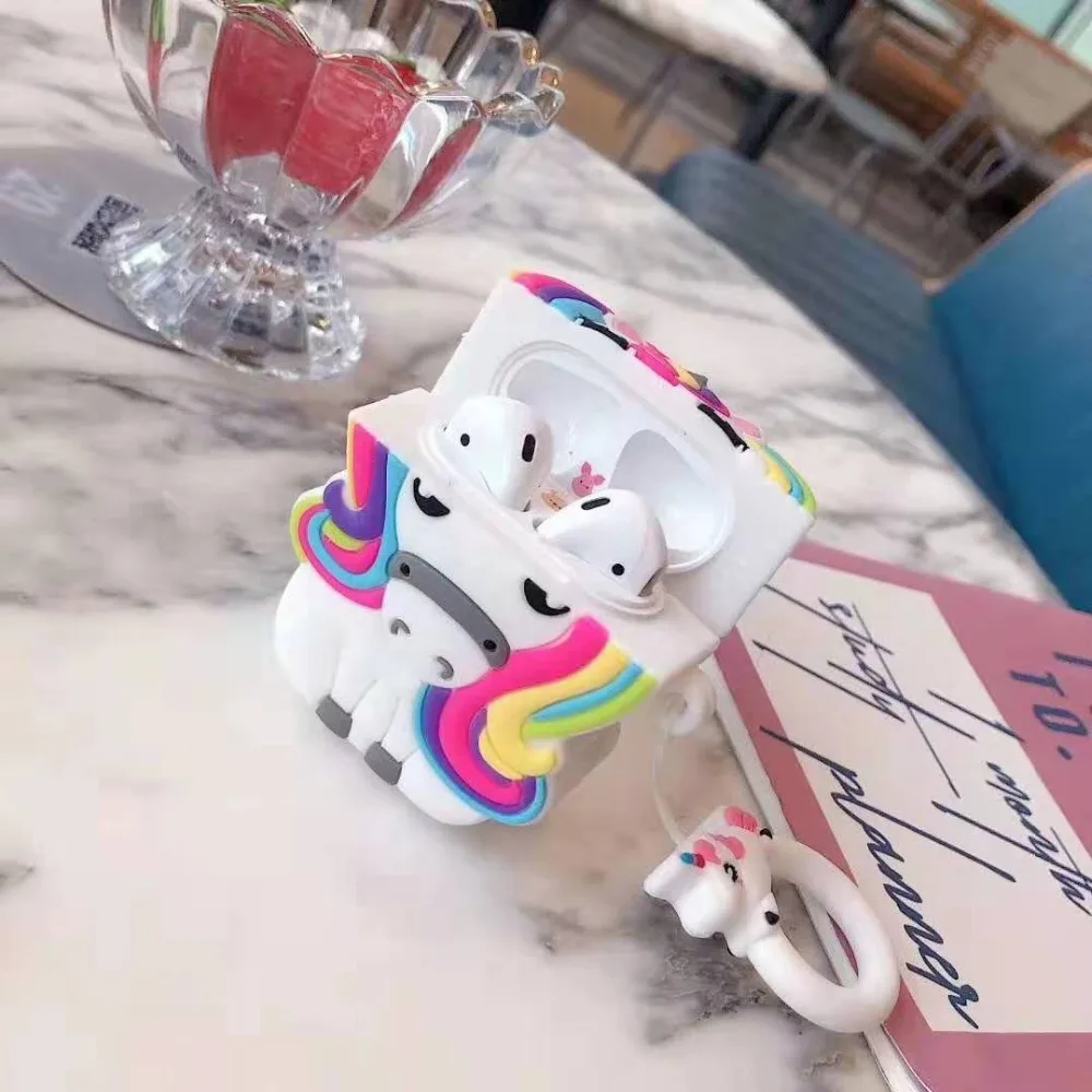 Для Apple AirPods чехол 3D милый мультфильм Радуга Лошадь Единорог беспроводной чехол для наушников оболочка для Airpods 2 Earpods аксессуары