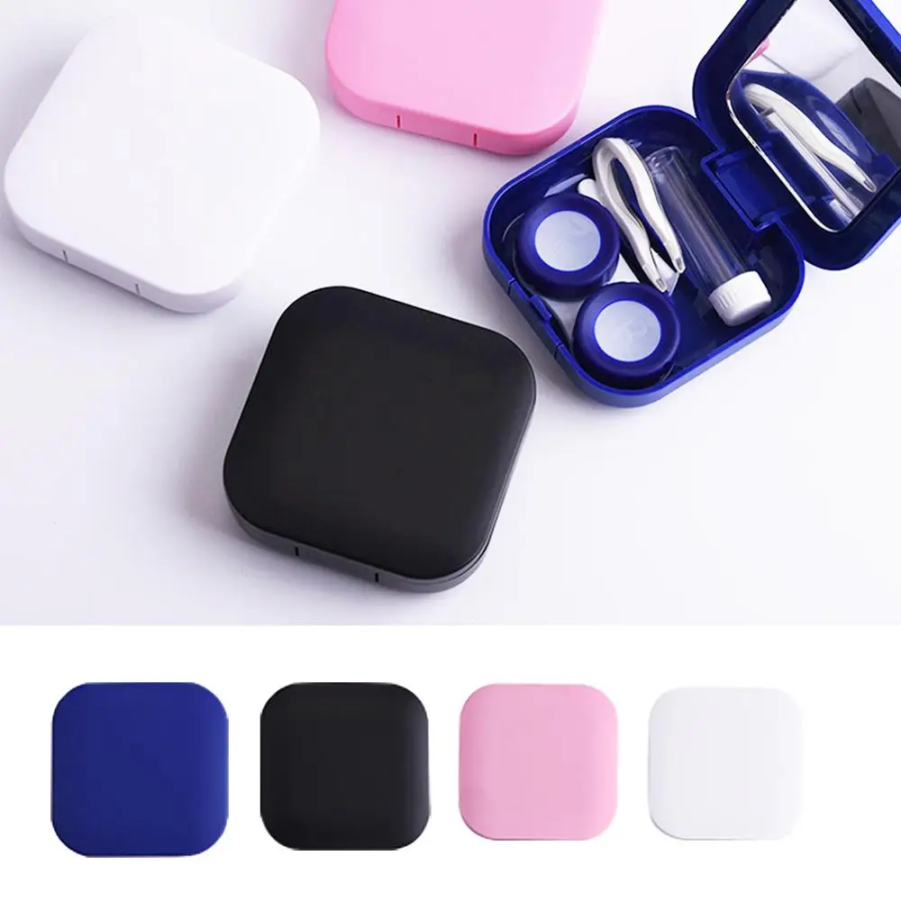 Портативный квадратный зеркальный чехол для линз карамельных цветов контейнер