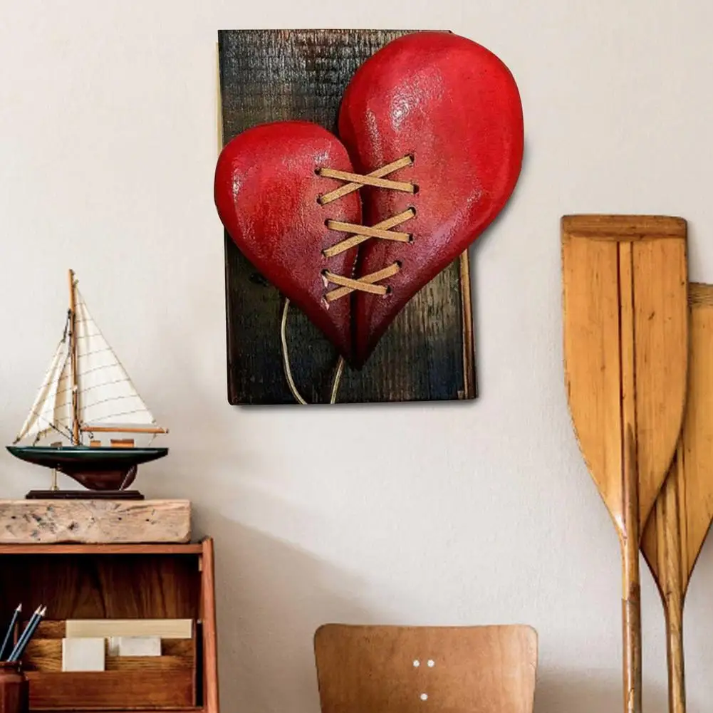 

Z50 Acrylic Broken Heart Leather Stitched Wood Sculpture Wall Decor Gift Art Sculpture Decorative Graduation Party Supplies Bar