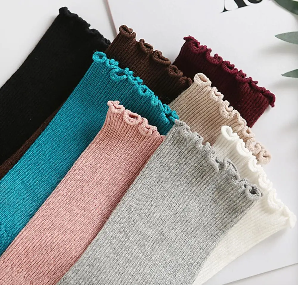 Популярные женские носки Instagram Модные Цветные однотонные хлопковые повседневные