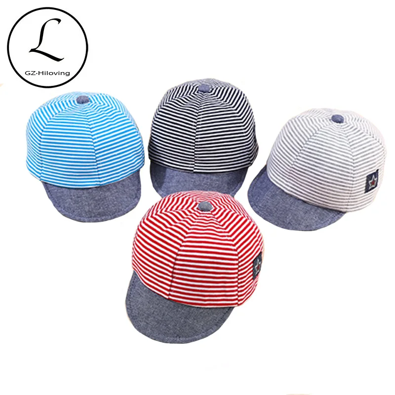 Хлопковая бейсболка в полоску для маленьких мальчиков и девочек милые детские