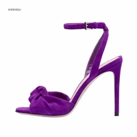 2021 new velvet womens sandals fashion show authentic ladies high heels banquet shoes 12cm high heels size 3 14 15
