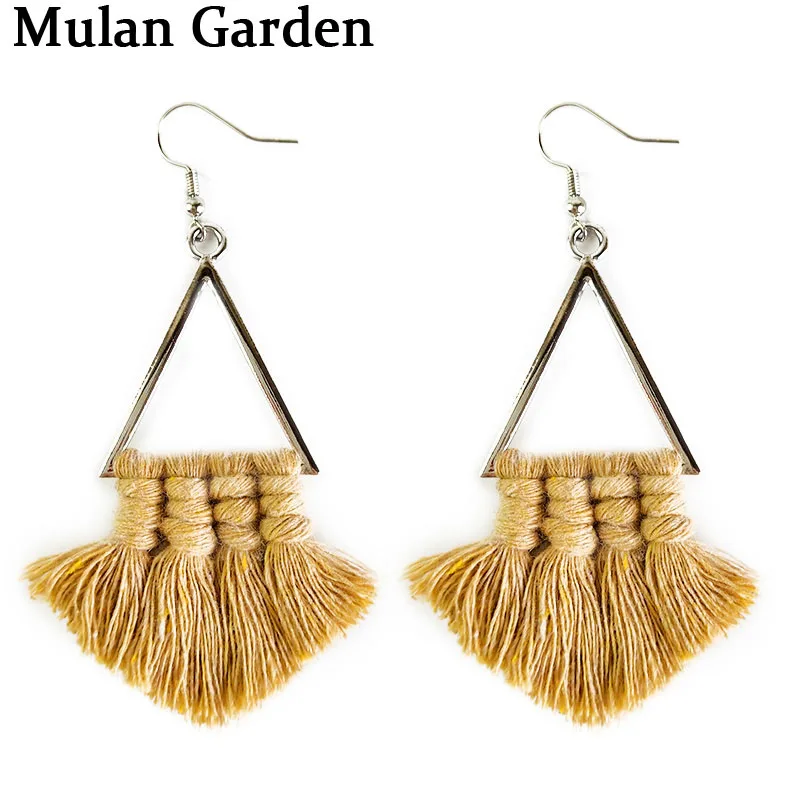 Серьги кисточки M & G из хлопчатобумажной нити геометрические полые треугольные