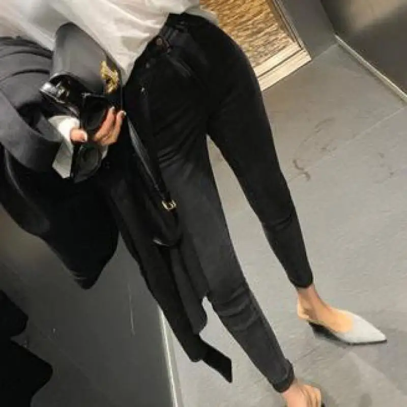 

Genayooa 2019 Autumn High Waist Jeans Black Casual Skinny Jeans Woman Korean Style Push Up Demin Jeans Pants Femme