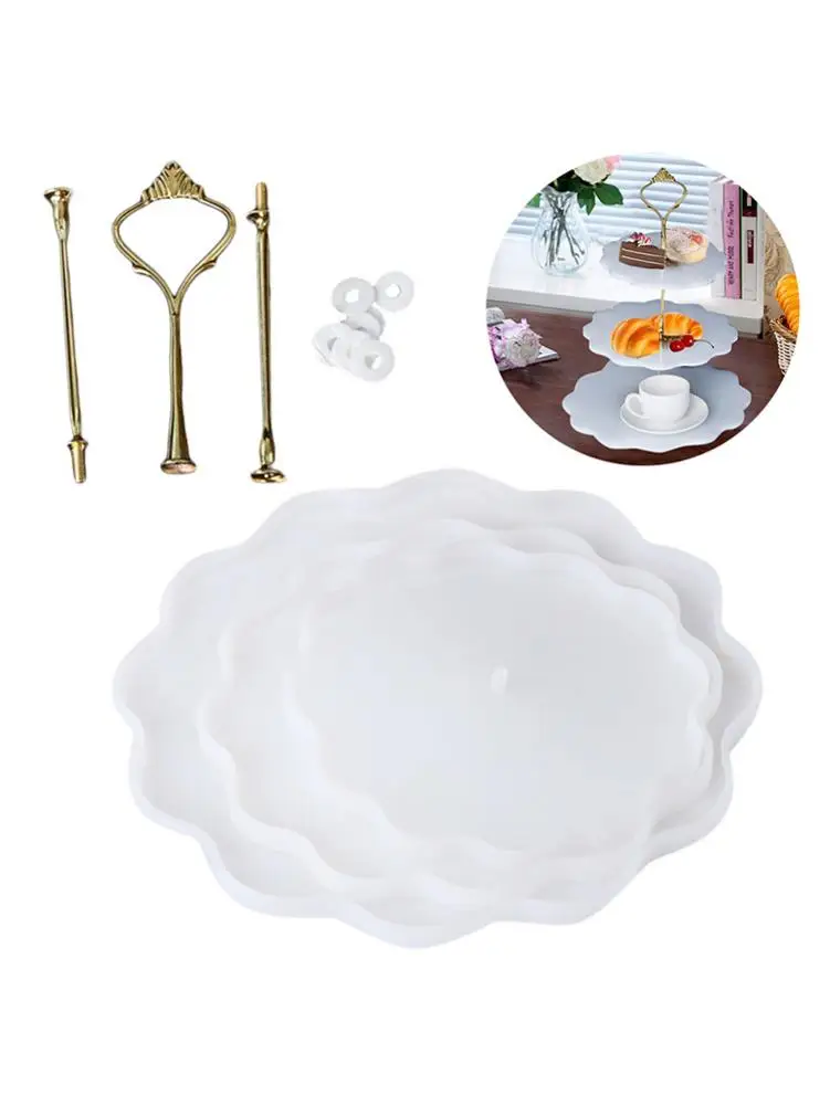 

3 Layer Coaster Mold Kit Flower-shaped Cake Tray Fruit Tray Tea Tray Silicone Mold Crystal Epoxy Storage Box Set-up Tray Mold