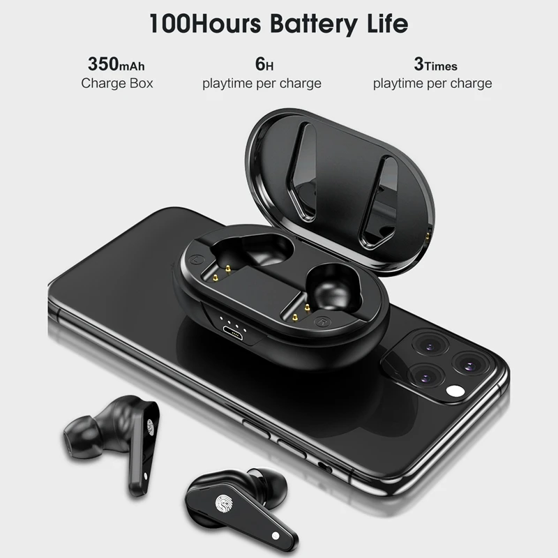 Беспроводные контактные наушники Bluetooth чехол для зарядки спортивные