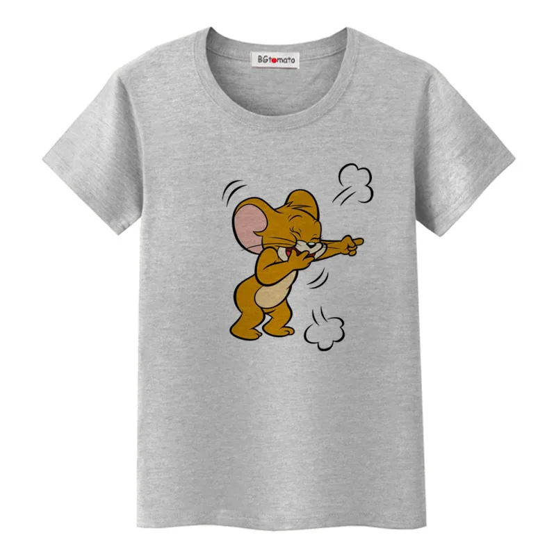 BGtomato, футболка, фильм, звезда, Джерри, мышь, kawaii, футболка, летняя, милая, милая, футболка, женская, дешевая, распродажа, брендовая, новая, мультяшная футболка