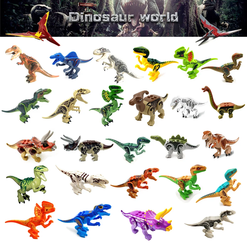 

Jurassic Dinosaur World Building Blocks Bricks Series Tyrannosaurus Pterodactyl Triceratops Diy Collection Toys For Children Kid