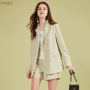 Женский пиджак и шорты ARTKA, повседневный пиджак в клетку, в стиле ретро, WA20102C, весна 2020