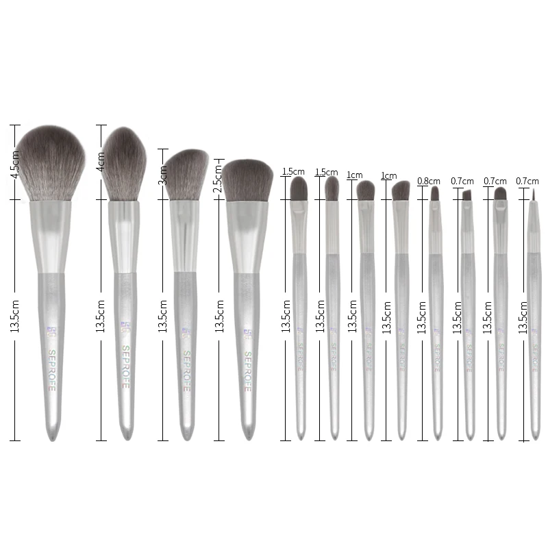 12 pcs silver makeup brushes set of beginners moonlight silver eyeshadow brush Blending Eyeliner Eyelash Eyebrow Make up Brushes