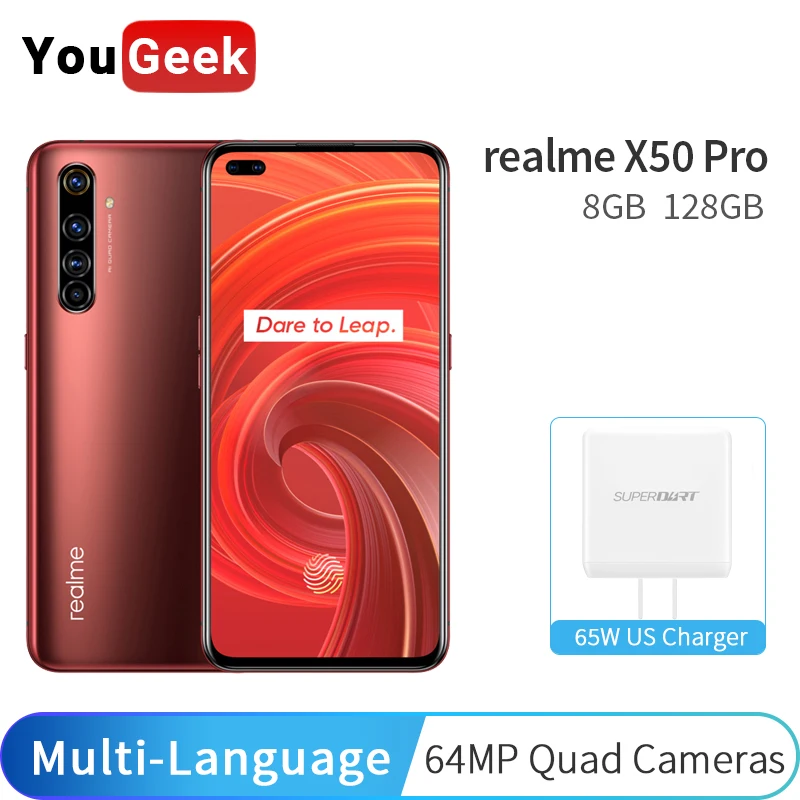 Realme X50 Pro 5G 8GB 128GB 5 44 90Hz Amoled экран мобильный телефон Snapdragon 865 65W Superdart