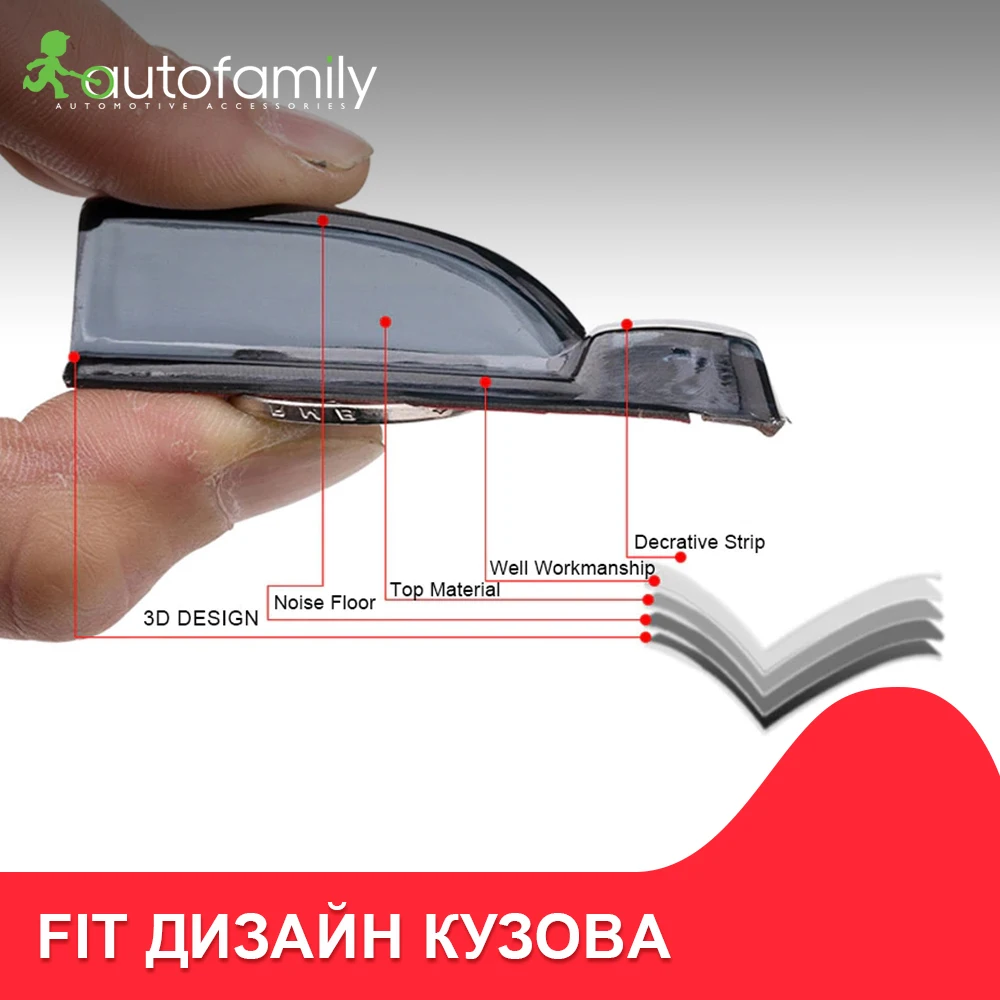 Дефлекторы окон Vinguru for Ford Focus II Hb 3d 2004 2011 хб накладные скотч к т 2 шт. материал