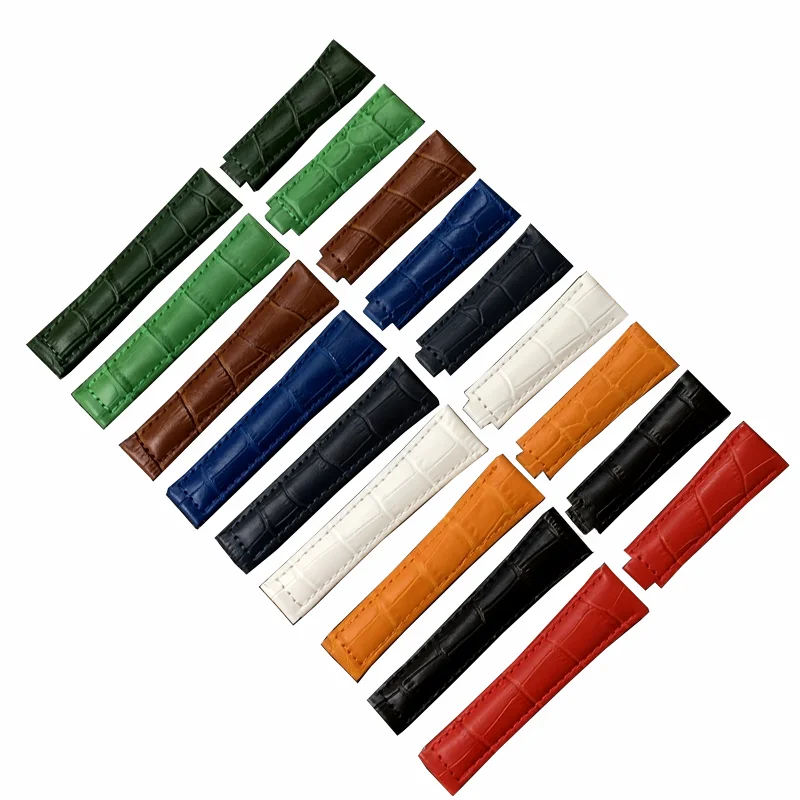 

20mm Cowhide Leather Watchband Strap Fit For Rolex Watch Band Green Water Ghost White Daytona Yacht Log Type Greenwich Belt