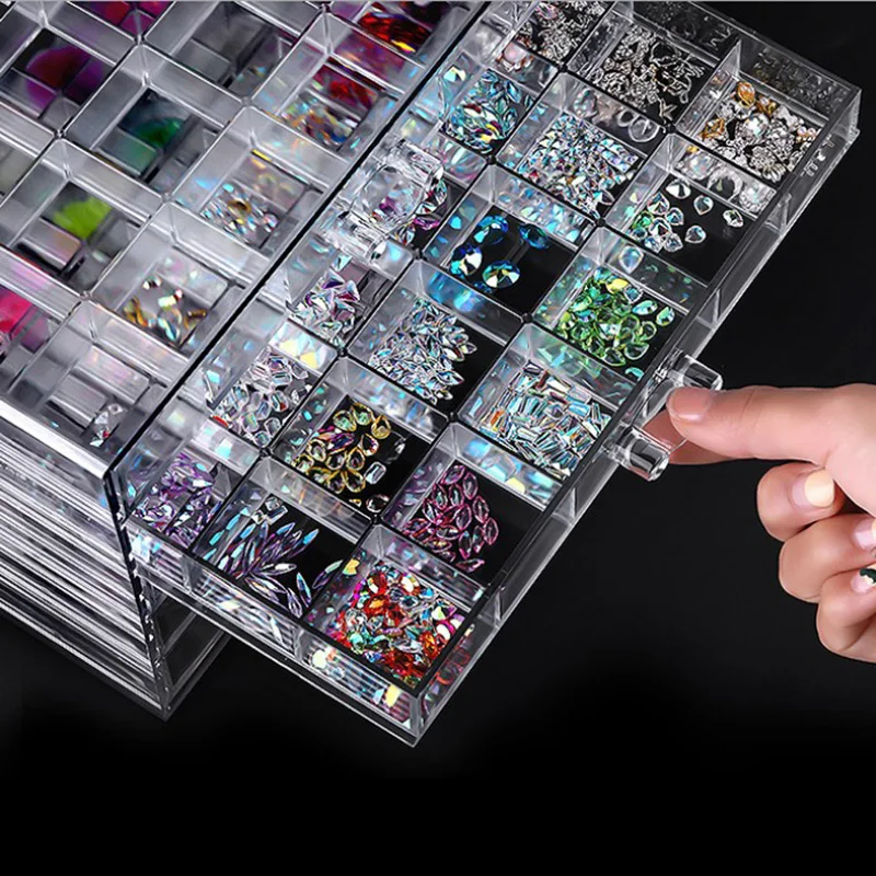 Дизайн ногтей Дисплей Коробка для хранения ювелирных изделий 5 слоев 120 сетки