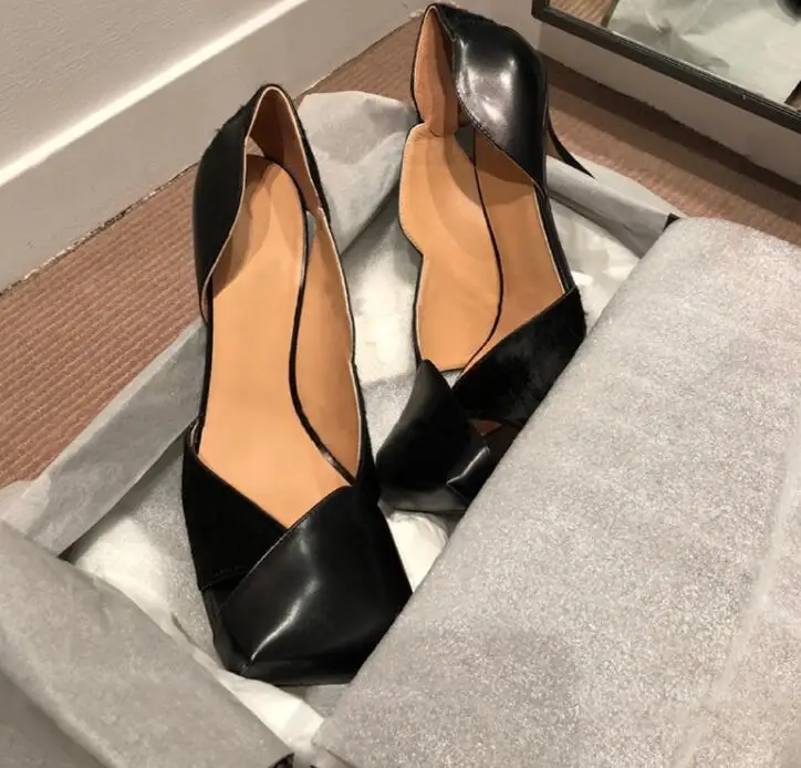 Женские туфли с квадратным носком лоскутные Туфли Мэри Джейн из конского волоса