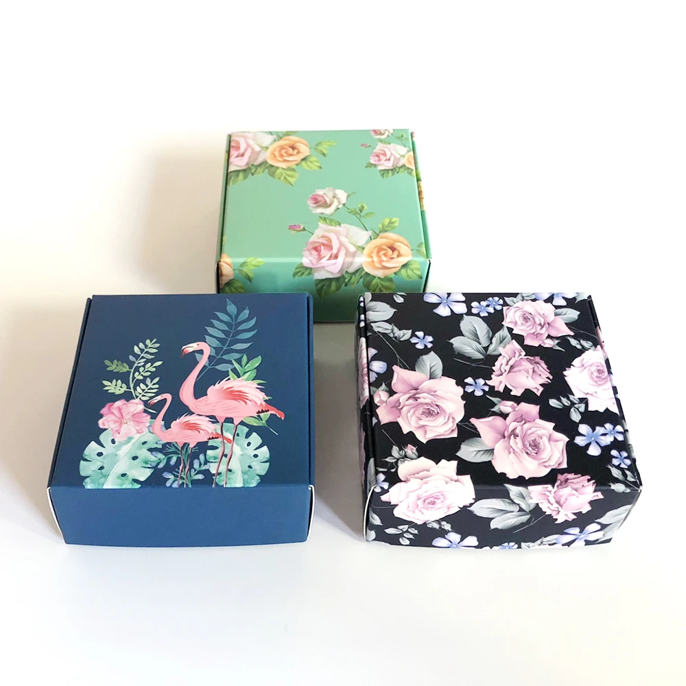 30/100 шт. бумажная коробка с цветочным принтом Подарочная для ювелирных изделий