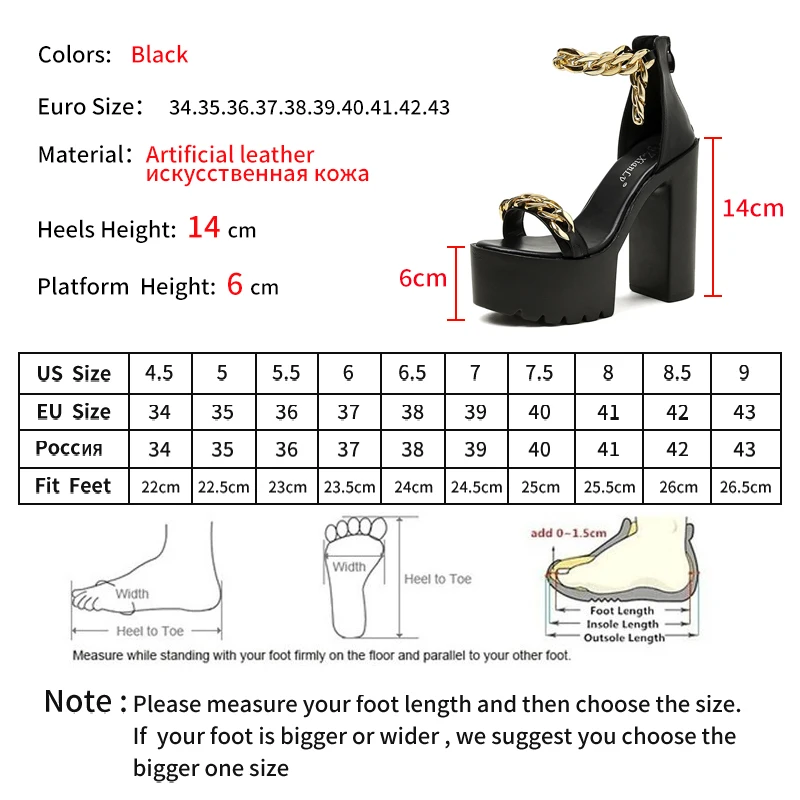 

LEOPARD LAND Womens Sandals Summer Women's Shoes Metal Chain Word with Water Platform Thick Heel Hollow High Heel Sandals JXQ