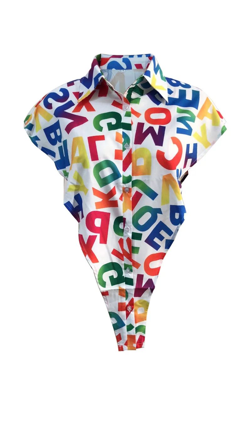 

Blouses Woman Fashion Street Style Buttons Up Shirt Tops Sexy 2021Sleeveless Deep V Neck Letter Irregular Hem Loose Blouse Femme