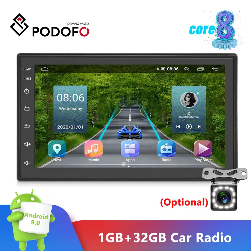 Podofo 7 'Ǝ Core Android автомобильный мультимедийный плеер радио GPS Bluetooth WI FI DSP