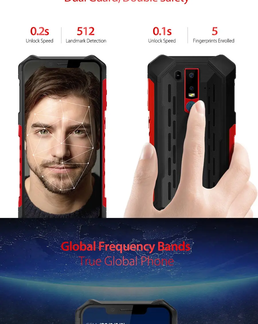 Ulefone Armor 6E Android 9,0 6," IP68 Водонепроницаемый Helio P70 4G+ 64G для распознавания лица NFC Беспроводная зарядка прочный мобильный телефон