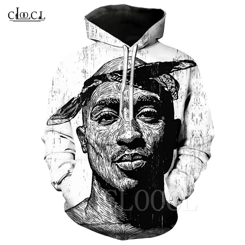 Толстовка с капюшоном для мужчин и женщин Свитшот в стиле хип хоп Gangsta Rap 2pac зимняя