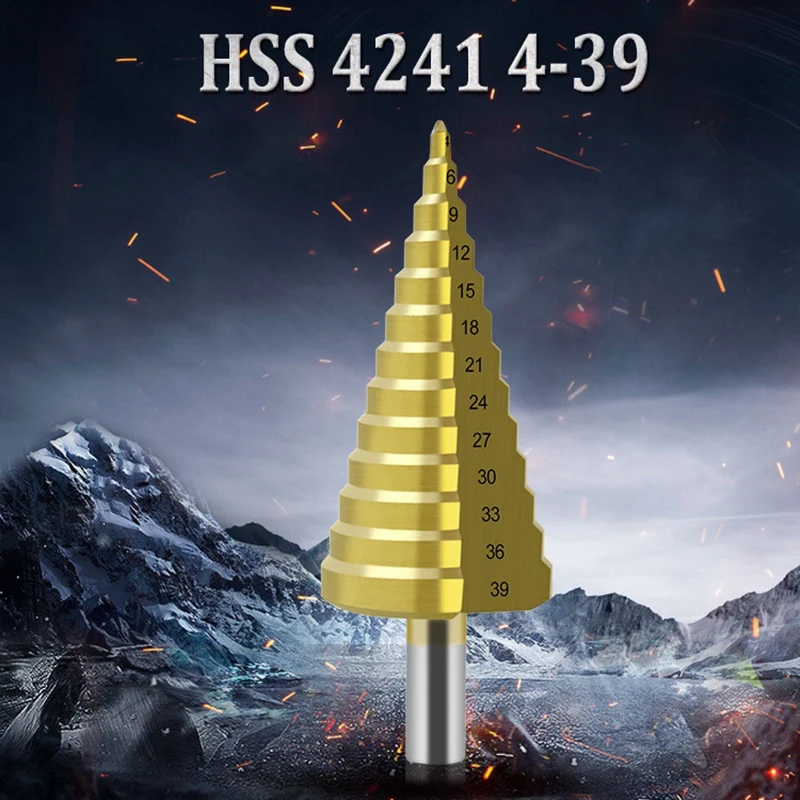 

4-39mm HSS Round Shank Titanium Coated Step Drill Pagoda Drill Ladder Drill