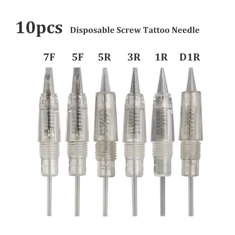 

10pcs Blunt R1/R1/R2/R3/R5/R7 Disposable Screw Tattoo Needles Cartridge Microblading Pen Permanent Makeup Machine Accessories