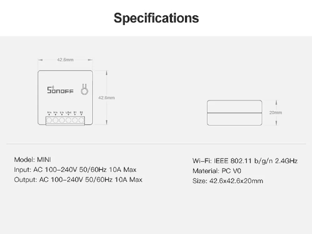SONOFF Basic/мини двухсторонний Wifi умный переключатель маленькое приложение/LAN/голос/пульт дистанционного управления DIY Поддержка одного внешнего переключателя Google Home Alexa