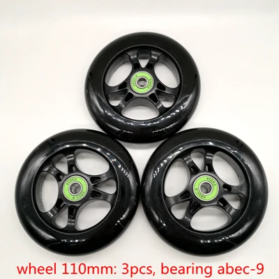 Скутер колеса 110*24 мм PU колеса 3 шт./лот - Цвет: black 110 mm