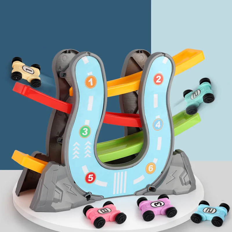 

Children Toy Car 4 Layers Gliding Track And Multiple Miniature Racing Sliding Taxiway Car Kids Toy Set