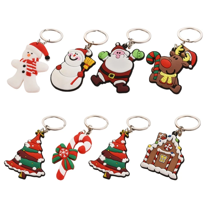 

Рождественские Подвески из ПВХ, мягкие Мультяшные брелоки, подвеска в виде снеговика, аксессуары для автомобильных ключей