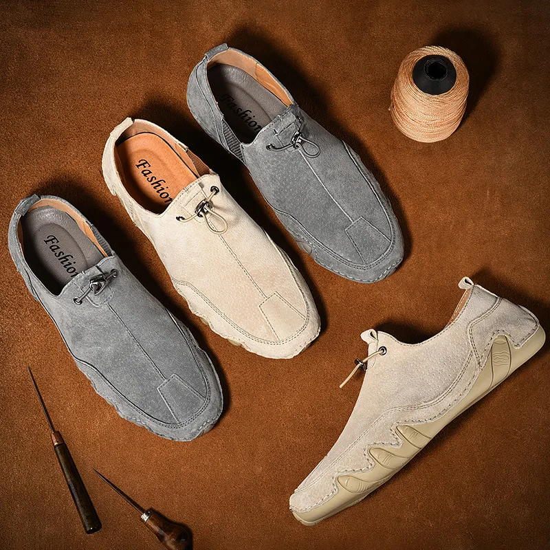 

Casual Genuine Leather Shoes Men 2021 Slip on Loafers Man Flat Soft Driving Shoes Male Fashion Light Sneakers Mocasines Hombre