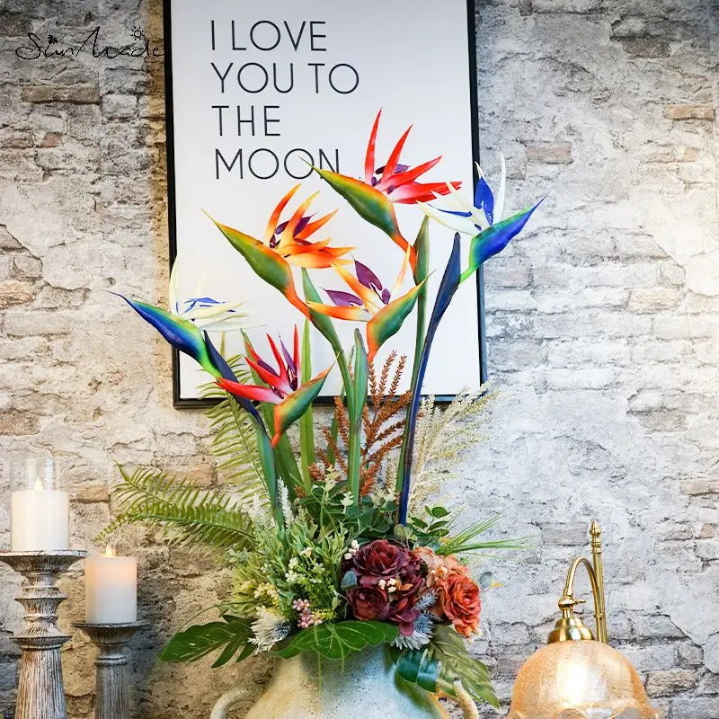 

SunMade Simulation PE Large Bird of Paradise for Home Decor Artificial Flowers for New Year Fall Decorations Colorful Flowers