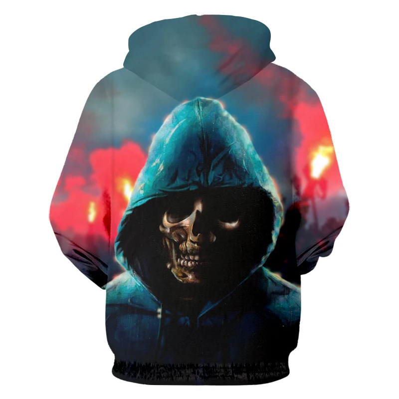 

OGKB Fall Winter Men's Hiphop Streetwear Tracksuits Long Sleeve O-neck Pullovers Print Black Skull 3D Sweatshirt Hoodies