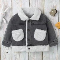 winter korean boys clothes thick fur coats toddler plush pocket denim jackets children outwear warm boy coats button outerwear