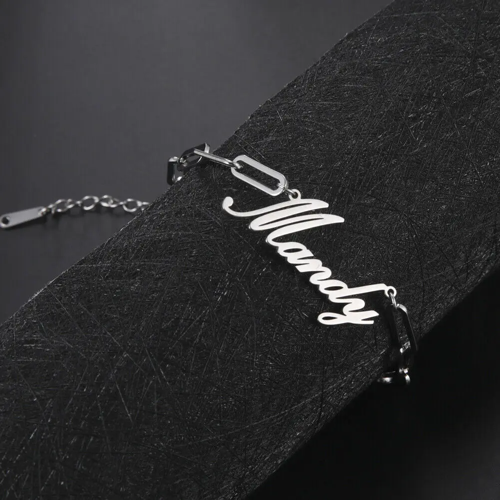 

Sherman Personalized Rectangular Chain Custom Name Bracelet Women's Stainless Steel Summer Jewelry