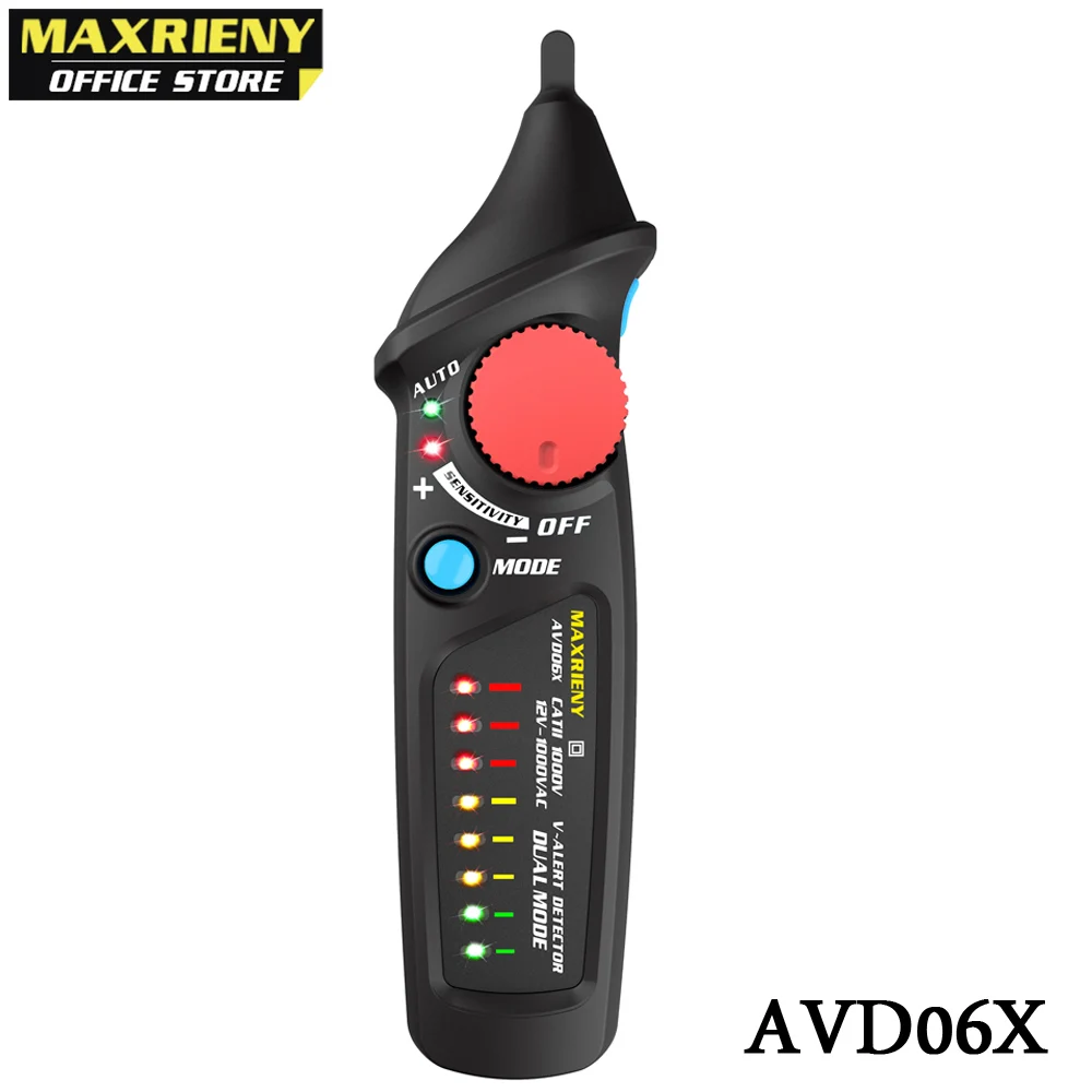 AVD06X MAXRIENY AVD06 Бесконтактный детектор напряжения тестер с розеткой настенная розетка переменного тока тестовая ручка индикатор 12~ 1000 В совпадающий мультиметр - Цвет: AVD06X