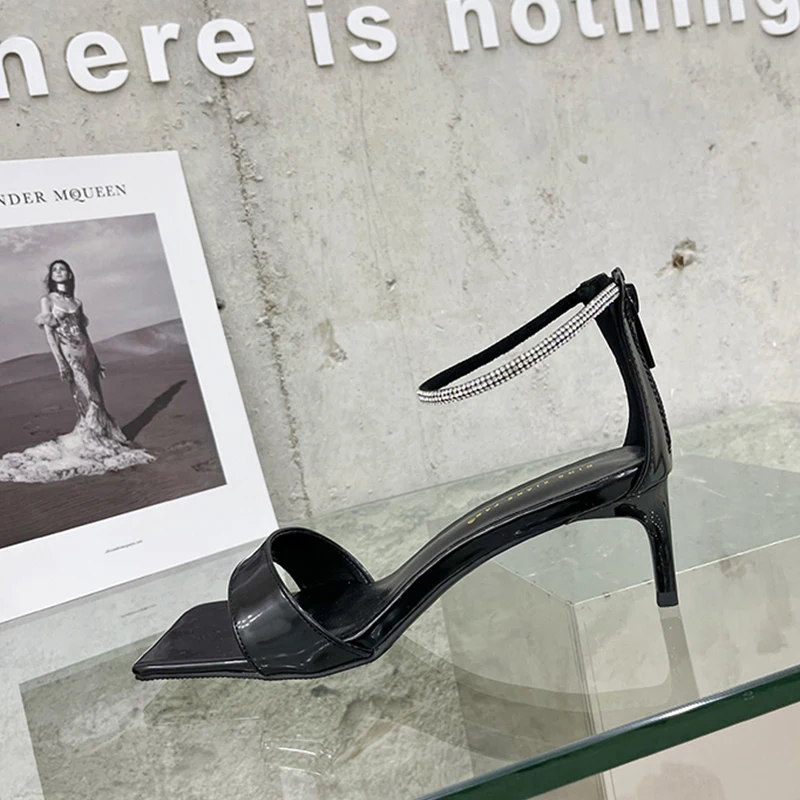 

Women Pumps Summer Sandals Female Shoes High Heeled slides Fashion Square Toe Thin Heels Slippers Ladies For Woman Sandals