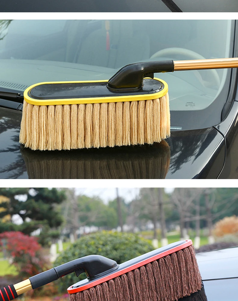 Car Wash Brush Dust Removal Brush Fibre Broom Rotating Mop Telescoping Long Handle Car Cleaning Tools Car Accessories Xammep