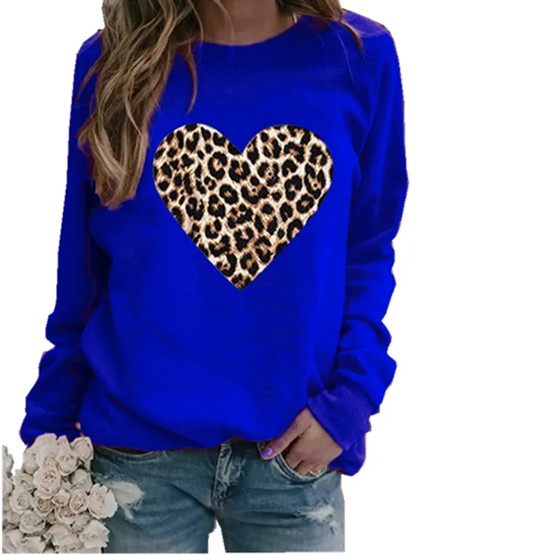 

Leopard Print Love Sweater Hoodie Ladies Fall Winter Pullover Casual Fleece Harajuku Hoodies Long Sleeve Tops Sweatshirt Kawaii