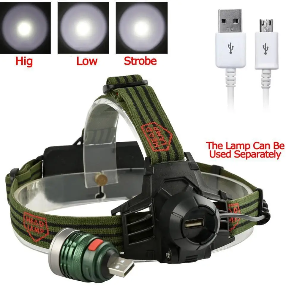 Светодиодный головной фонарь USB Oplaadbare 50000lm 3 * T6 + 2 Q5 Vissen Zaklamp Fakkel