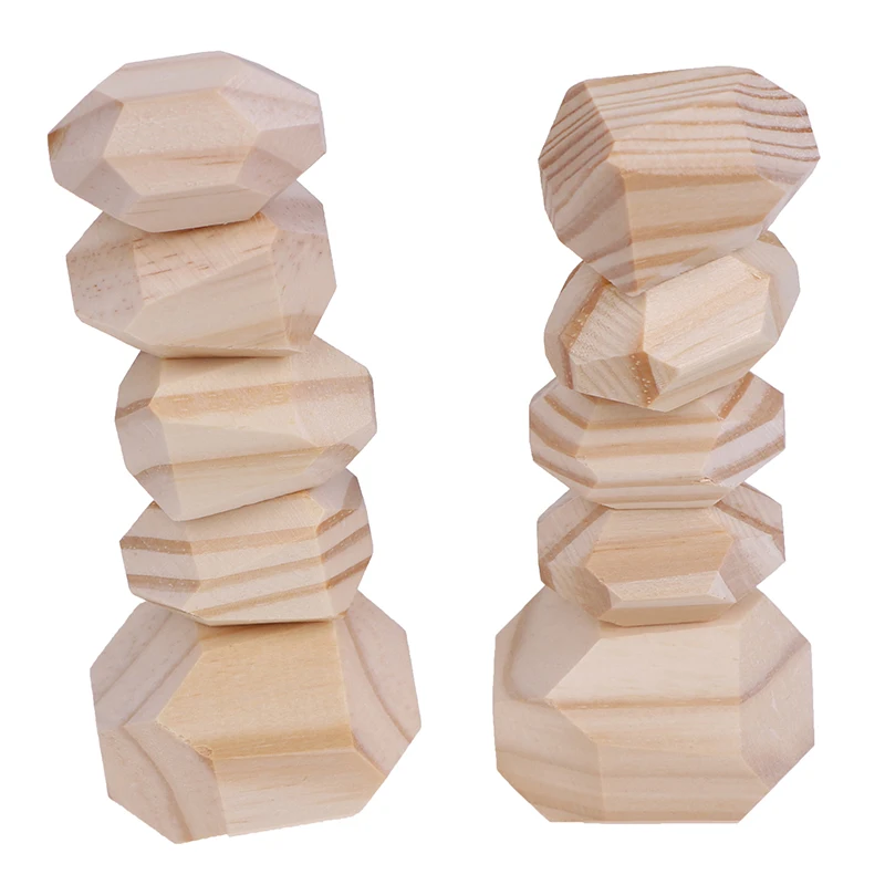 

Children's Wooden Colored Stone Building Block Educational Toy Creative Nordic Style Stacking Game Rainbow Toy