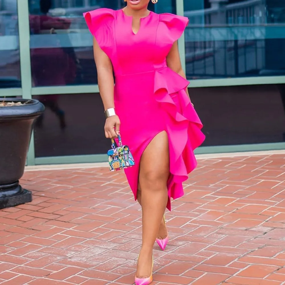 Ярко-желтый женское облегающее платье летний комплект из туфель и сумочки в