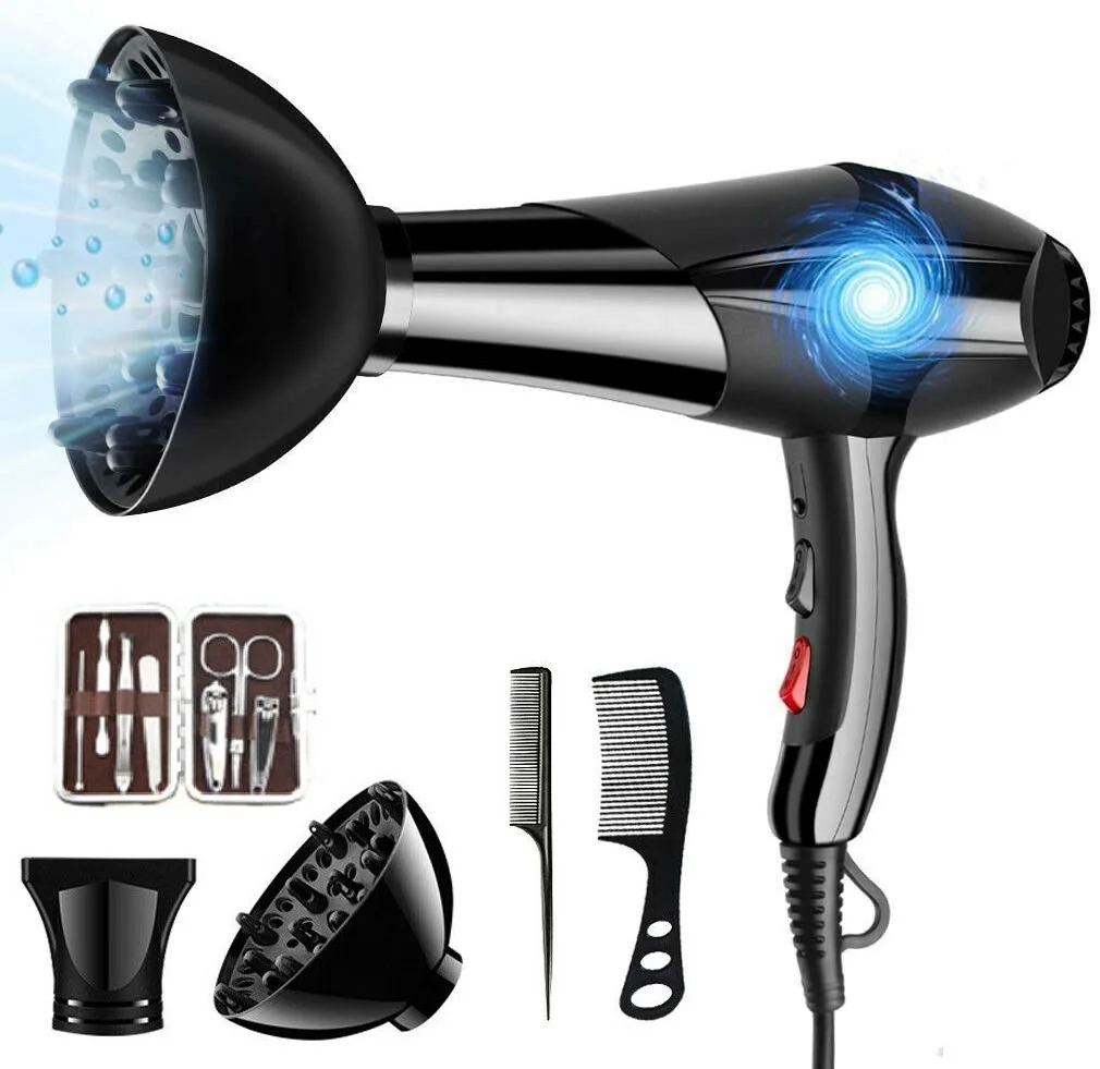 220V Professional Hair Dryer Strong Power Barber Salon Styling Tools Hot Cold Air Blow For Salons and household EU Plug | Бытовая
