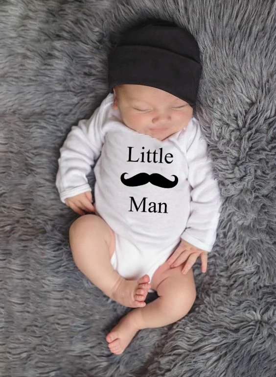 Забавная Одежда для новорожденных комбинезон с надписью Little Man длинными рукавами