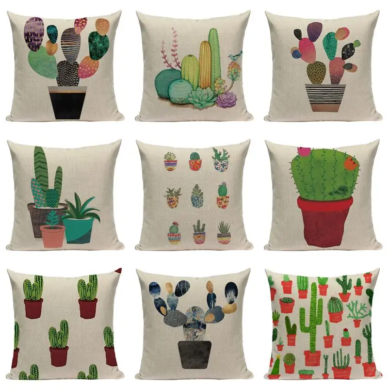 

Plant cushion cover green leaves throw pillows tropical plants cactus cushions sofa Dorm linen Square print custom pillowcase