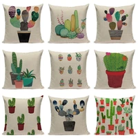 plant cushion cover green leaves throw pillows tropical plants cactus cushions sofa dorm linen square print custom pillowcase