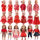 Одежда для кукол девочки, красная юбка-Фата На Бретельках, Пижама подходит для 18-дюймового американского кукольного домика, 43 см кукла-Реборн, рождественский подарок, игрушка
