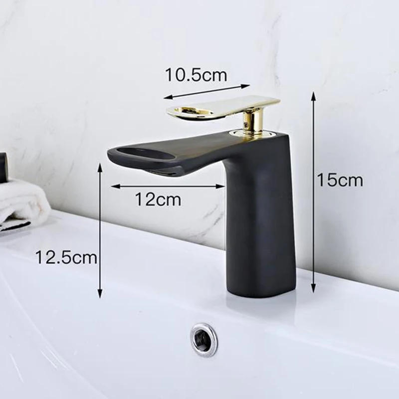 Смеситель для раковины Azeta AT6706BG черный кран ванной комнаты с одной ручкой водопад