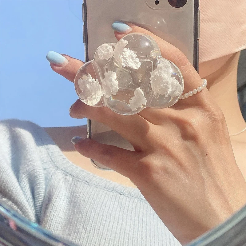 Держатель для телефона с прозрачными облаками подставка IPhone Samsung складной